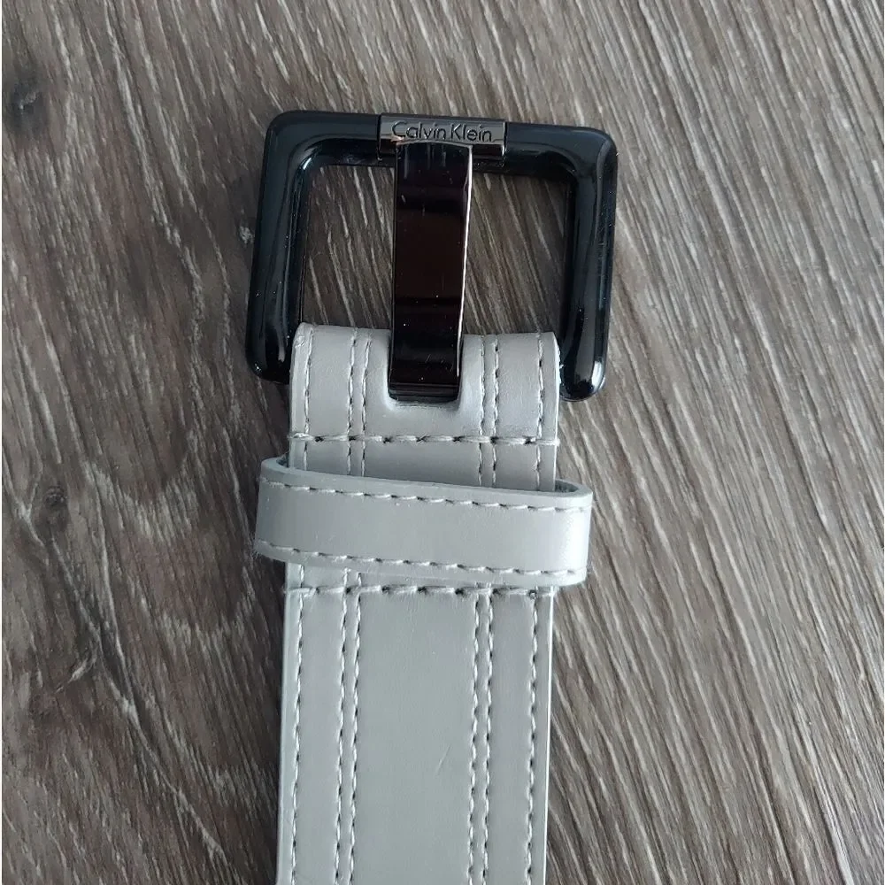 Calvin Klein Gray Synthetic Leather Belt Medium